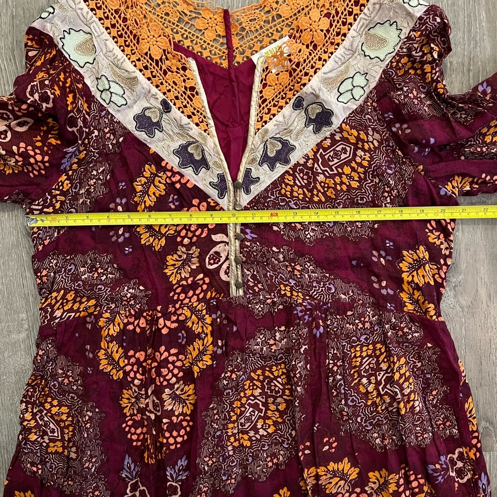 Anthropologie Maroon and Yellow Patterned Maxi Dress - Picture 13 of 15